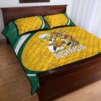 Australia 2026 Soccer Quilt Bed Set Go Socceroos Kangaroo Mascot Yellow Sporty