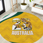 Australia 2026 Soccer Round Carpet Go Socceroos Kangaroo Mascot Yellow Sporty