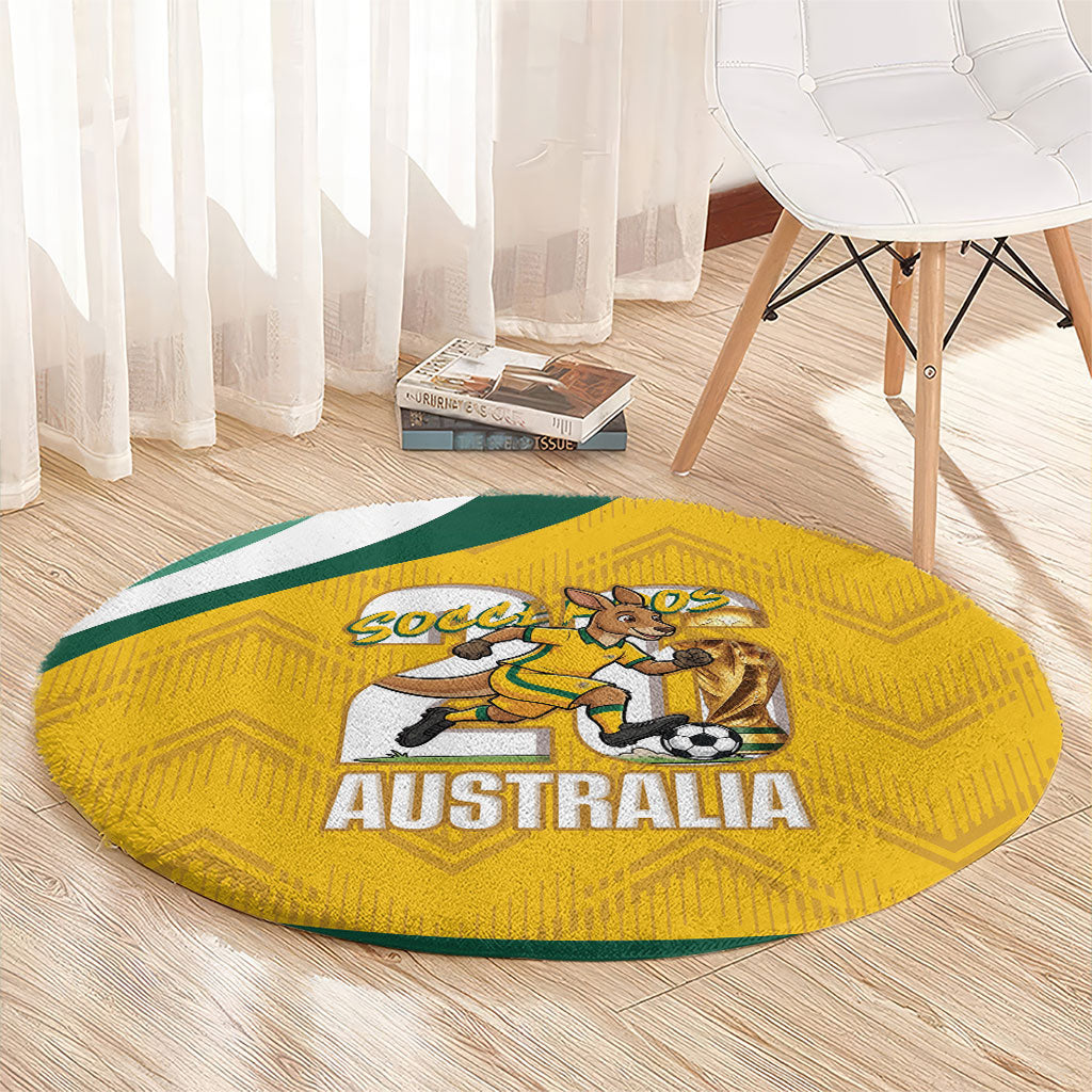 Australia 2026 Soccer Round Carpet Go Socceroos Kangaroo Mascot Yellow Sporty