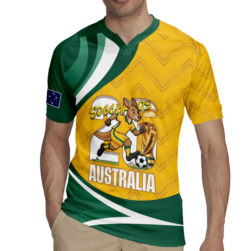 Australia 2026 Soccer Custom Rugby Jersey Go Socceroos Kangaroo Mascot Yellow Sporty