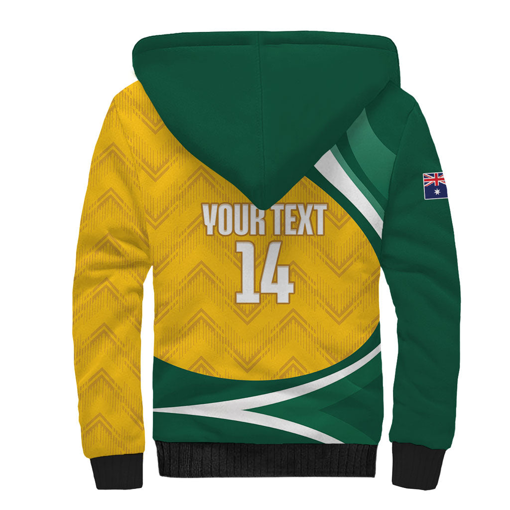 Australia 2026 Soccer Custom Sherpa Hoodie Go Socceroos Kangaroo Mascot Yellow Sporty