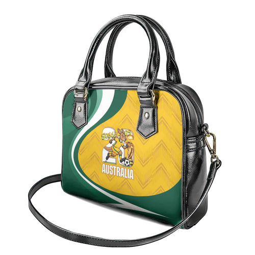 Australia 2026 Soccer Shoulder Handbag Go Socceroos Kangaroo Mascot Yellow Sporty