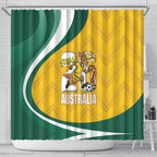 Australia 2026 Soccer Shower Curtain Go Socceroos Kangaroo Mascot Yellow Sporty