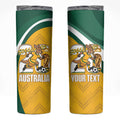 Australia 2026 Soccer Custom Skinny Tumbler Go Socceroos Kangaroo Mascot Yellow Sporty