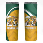 Australia 2026 Soccer Custom Skinny Tumbler Go Socceroos Kangaroo Mascot Yellow Sporty