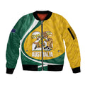 Australia 2026 Soccer Custom Sleeve Zip Bomber Jacket Go Socceroos Kangaroo Mascot Yellow Sporty