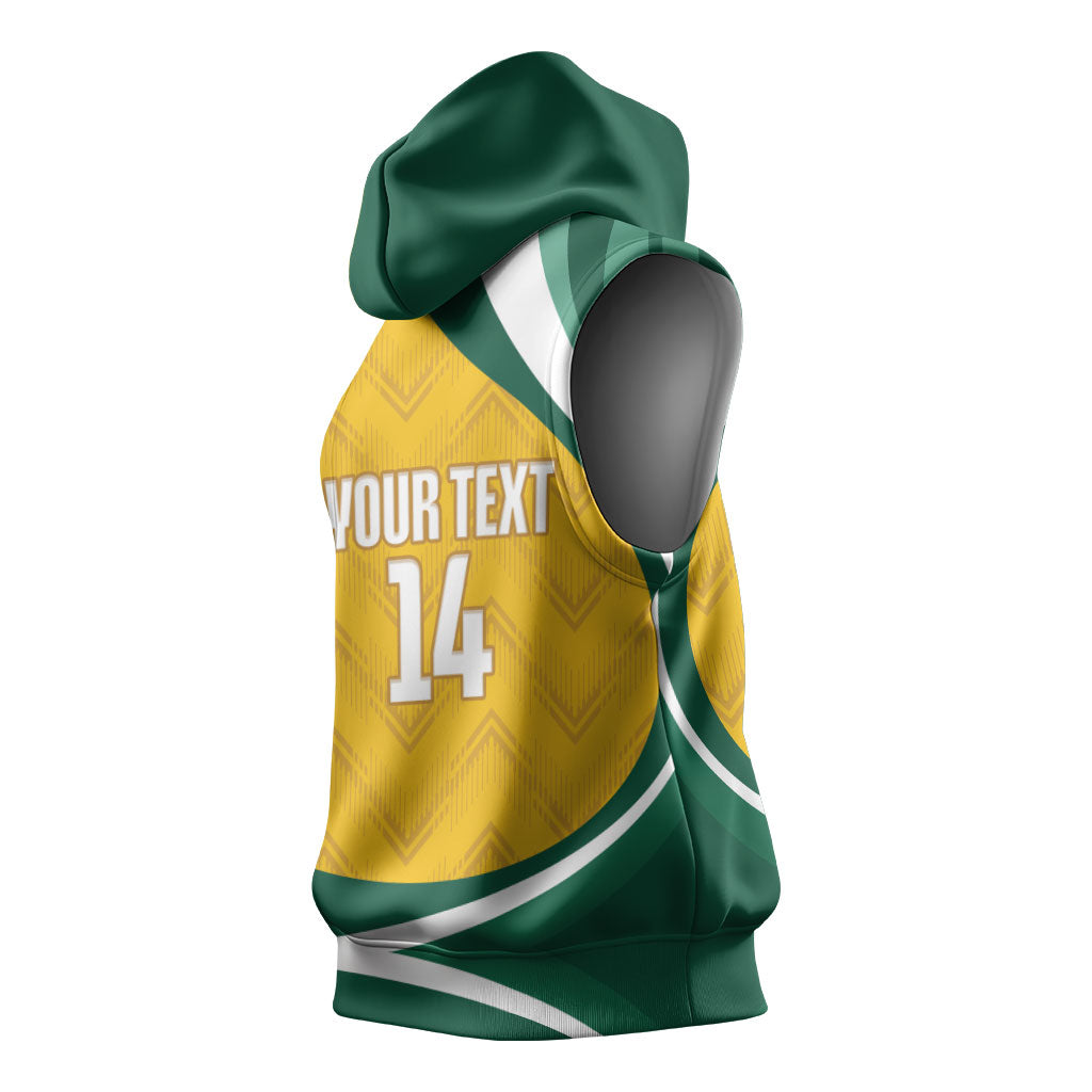 Australia 2026 Soccer Custom Sleeveless Hoodie Go Socceroos Kangaroo Mascot Yellow Sporty