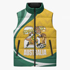 Australia 2026 Soccer Custom Sleeveless Puffer Jacket Go Socceroos Kangaroo Mascot Yellow Sporty