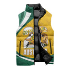 Australia 2026 Soccer Custom Sleeveless Puffer Jacket Go Socceroos Kangaroo Mascot Yellow Sporty