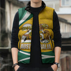 Australia 2026 Soccer Custom Sleeveless Puffer Jacket Go Socceroos Kangaroo Mascot Yellow Sporty