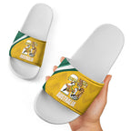 Australia 2026 Soccer Slide Sandals Go Socceroos Kangaroo Mascot Yellow Sporty
