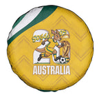 Australia 2026 Soccer Spare Tire Cover Go Socceroos Kangaroo Mascot Yellow Sporty