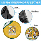 Australia 2026 Soccer Spare Tire Cover Go Socceroos Kangaroo Mascot Yellow Sporty