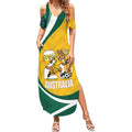 Australia 2026 Soccer Custom Summer Maxi Dress Go Socceroos Kangaroo Mascot Yellow Sporty