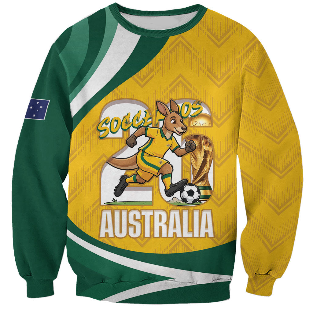 Australia 2026 Soccer Custom Sweatshirt Go Socceroos Kangaroo Mascot Yellow Sporty