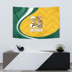 Australia 2026 Soccer Tapestry Go Socceroos Kangaroo Mascot Yellow Sporty
