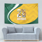 Australia 2026 Soccer Tapestry Go Socceroos Kangaroo Mascot Yellow Sporty