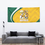 Australia 2026 Soccer Tapestry Go Socceroos Kangaroo Mascot Yellow Sporty