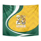 Australia 2026 Soccer Tapestry Go Socceroos Kangaroo Mascot Yellow Sporty