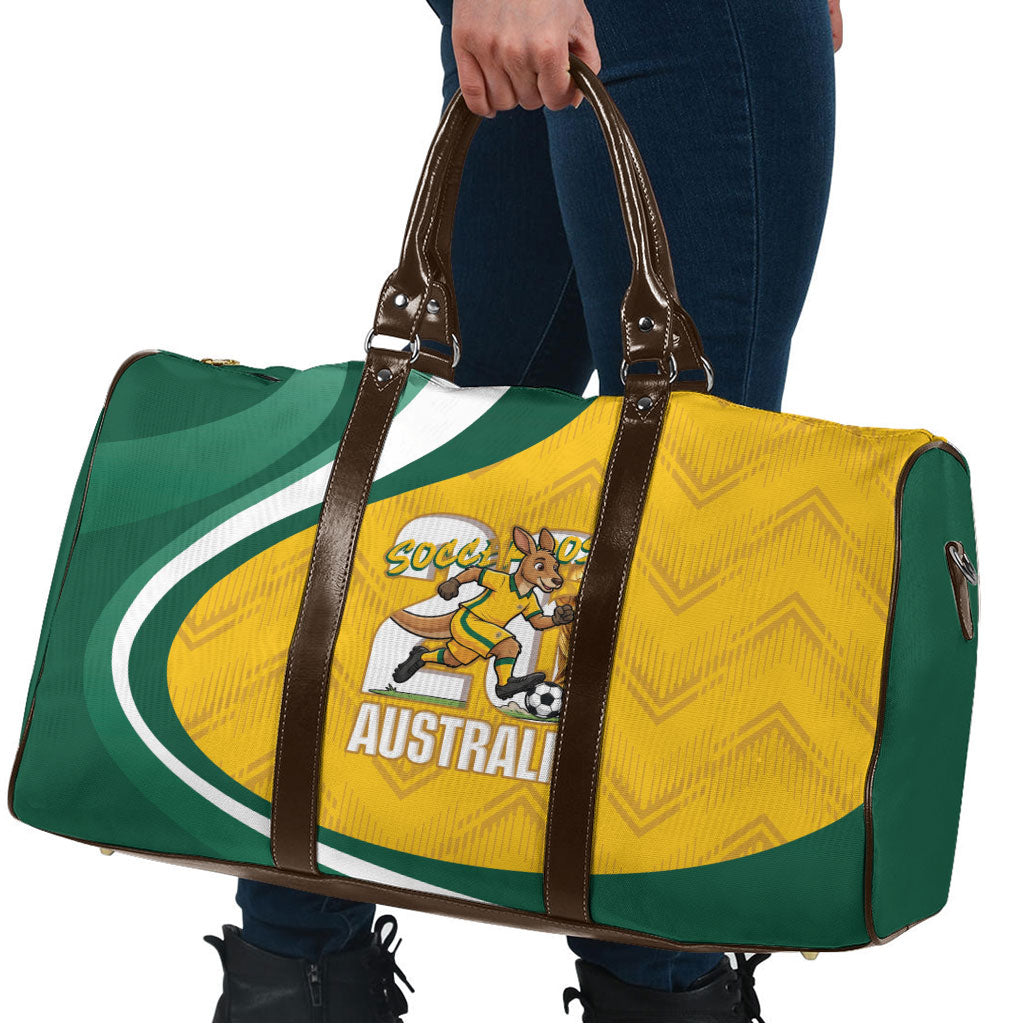 Australia 2026 Soccer Travel Bag Go Socceroos Kangaroo Mascot Yellow Sporty