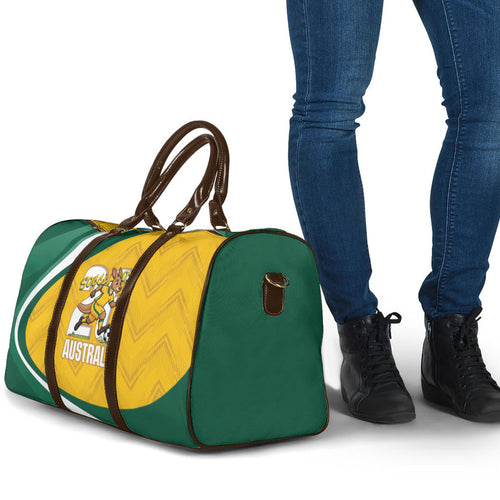 Australia 2026 Soccer Travel Bag Go Socceroos Kangaroo Mascot Yellow Sporty