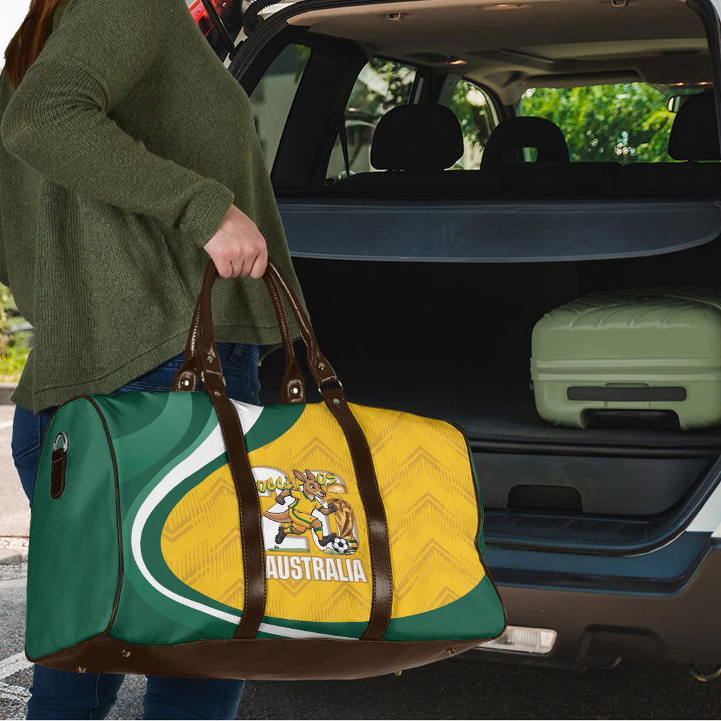 Australia 2026 Soccer Travel Bag Go Socceroos Kangaroo Mascot Yellow Sporty