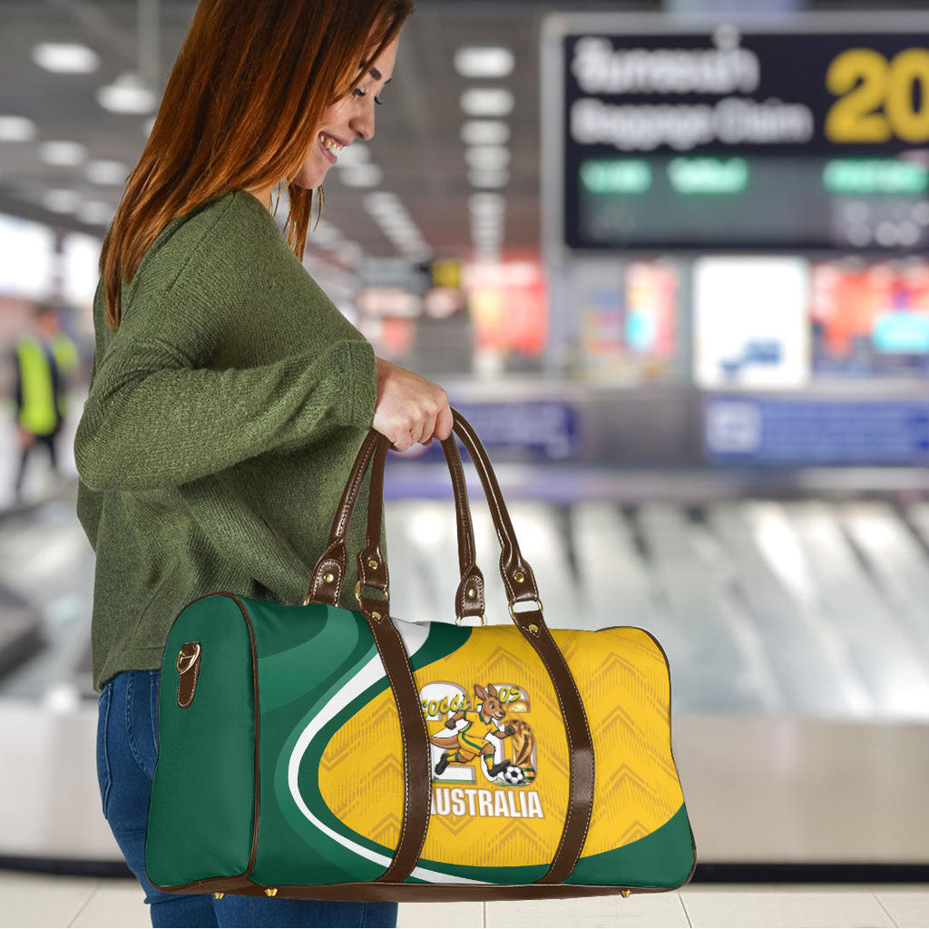 Australia 2026 Soccer Travel Bag Go Socceroos Kangaroo Mascot Yellow Sporty