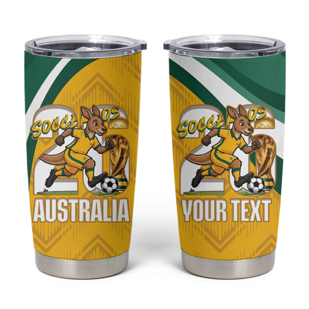 Australia 2026 Soccer Custom Tumbler Cup Go Socceroos Kangaroo Mascot Yellow Sporty