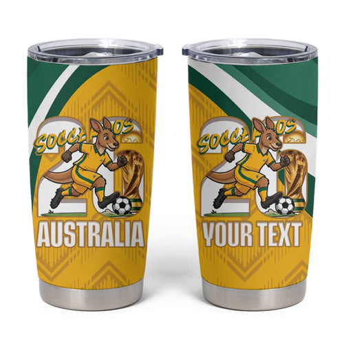 Australia 2026 Soccer Custom Tumbler Cup Go Socceroos Kangaroo Mascot Yellow Sporty