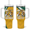 Australia 2026 Soccer Custom Tumbler With Handle Go Socceroos Kangaroo Mascot Yellow Sporty