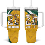 Australia 2026 Soccer Custom Tumbler With Handle Go Socceroos Kangaroo Mascot Yellow Sporty