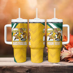 Australia 2026 Soccer Custom Tumbler With Handle Go Socceroos Kangaroo Mascot Yellow Sporty