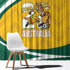 Australia 2026 Soccer Window Curtain Go Socceroos Kangaroo Mascot Yellow Sporty