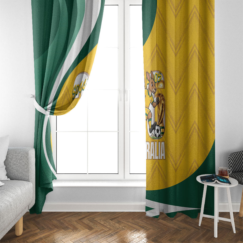 Australia 2026 Soccer Window Curtain Go Socceroos Kangaroo Mascot Yellow Sporty