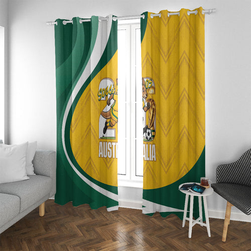 Australia 2026 Soccer Window Curtain Go Socceroos Kangaroo Mascot Yellow Sporty