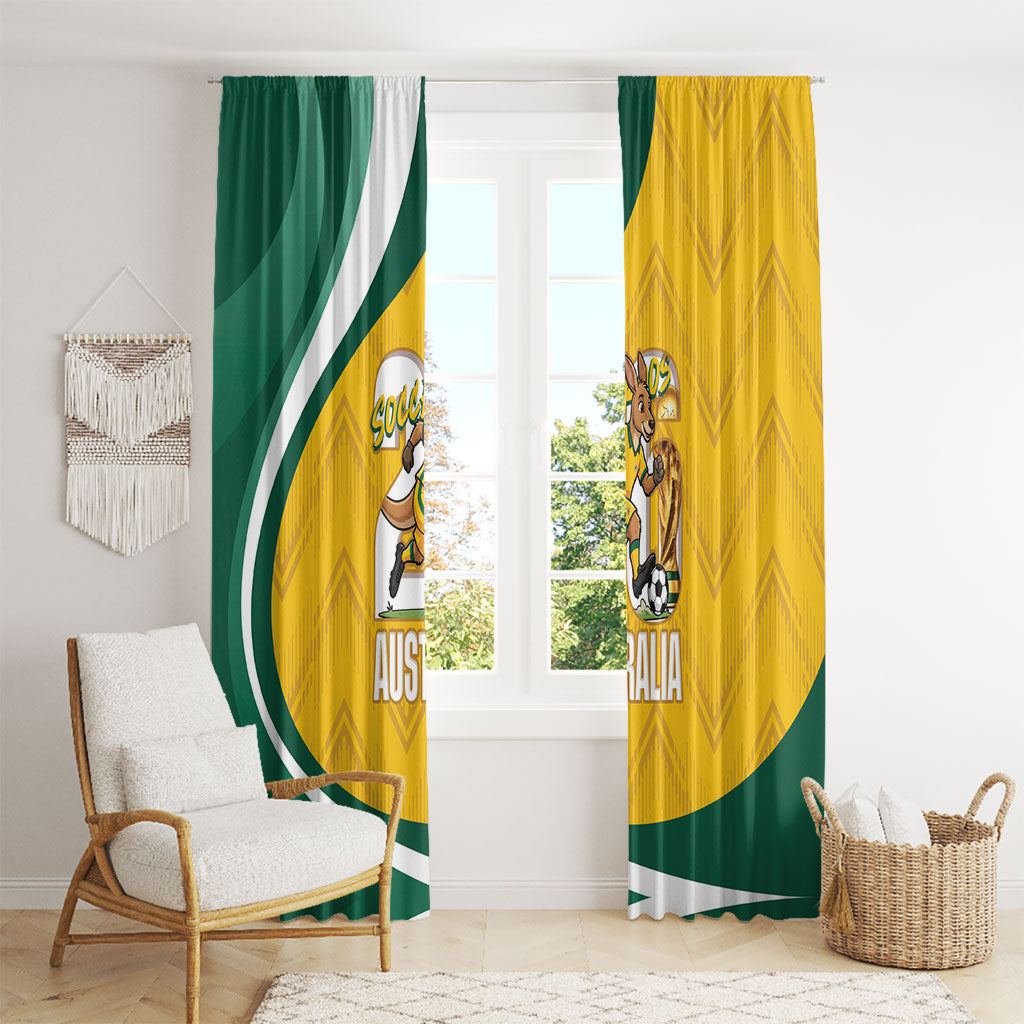 Australia 2026 Soccer Window Curtain Go Socceroos Kangaroo Mascot Yellow Sporty