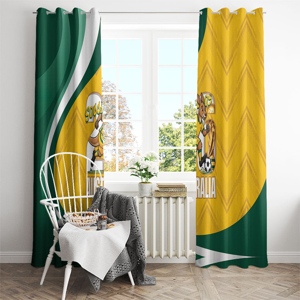 Australia 2026 Soccer Window Curtain Go Socceroos Kangaroo Mascot Yellow Sporty