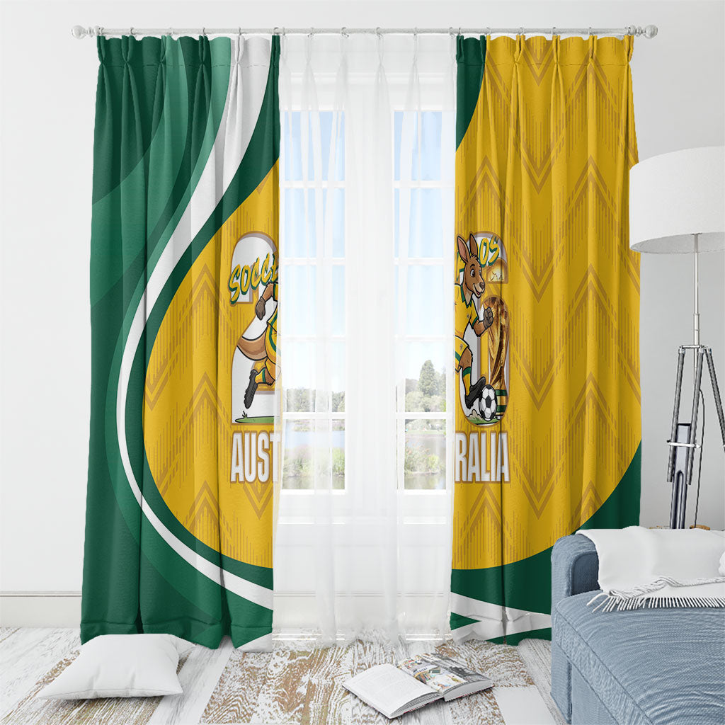 Australia 2026 Soccer Window Curtain Go Socceroos Kangaroo Mascot Yellow Sporty