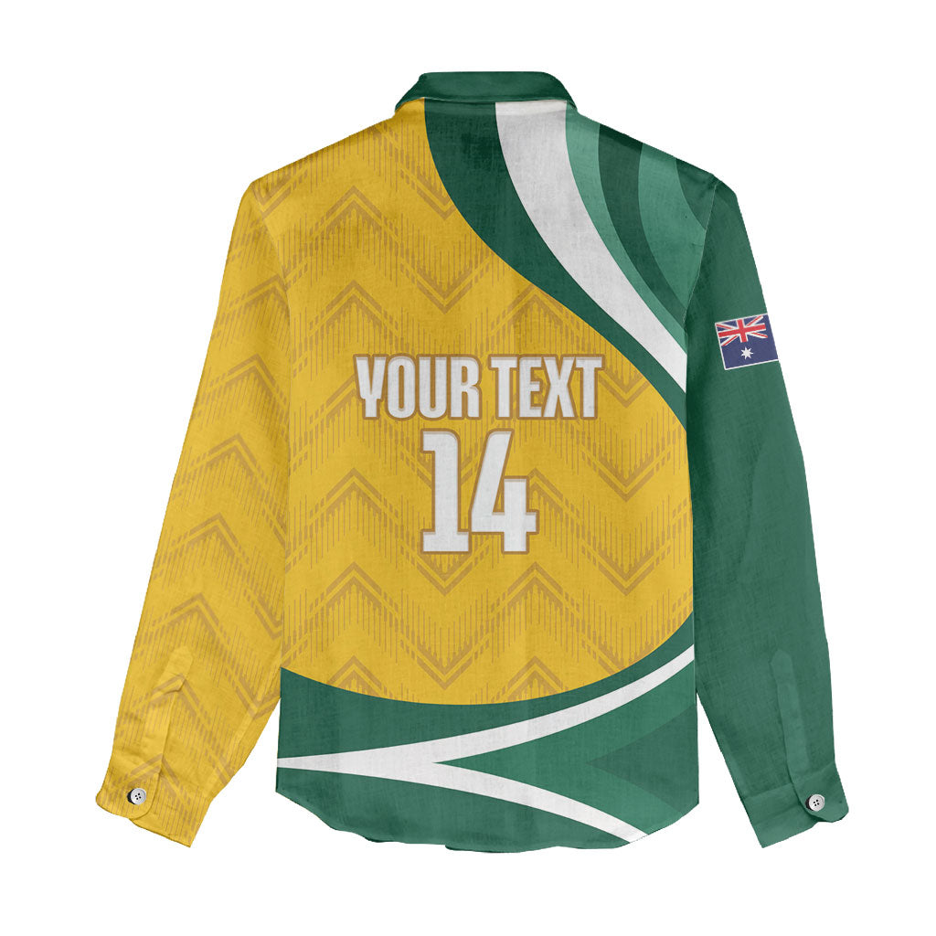 Australia 2026 Soccer Custom Women Casual Shirt Go Socceroos Kangaroo Mascot Yellow Sporty