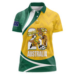Australia 2026 Soccer Custom Women Polo Shirt Go Socceroos Kangaroo Mascot Yellow Sporty