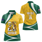 Australia 2026 Soccer Custom Women Polo Shirt Go Socceroos Kangaroo Mascot Yellow Sporty