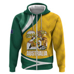 Australia 2026 Soccer Custom Zip Hoodie Go Socceroos Kangaroo Mascot Yellow Sporty
