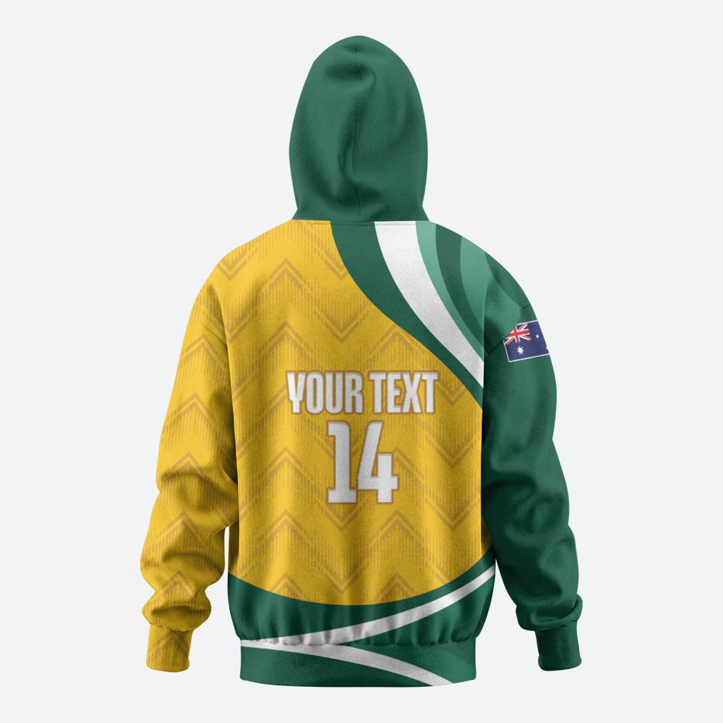 Australia 2026 Soccer Custom Zip Hoodie Go Socceroos Kangaroo Mascot Yellow Sporty