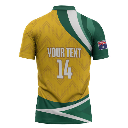 Australia 2026 Soccer Custom Zipper Polo Shirt Go Socceroos Kangaroo Mascot Yellow Sporty