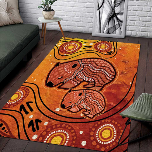 Australia Wombat Area Rug Indigenous Art