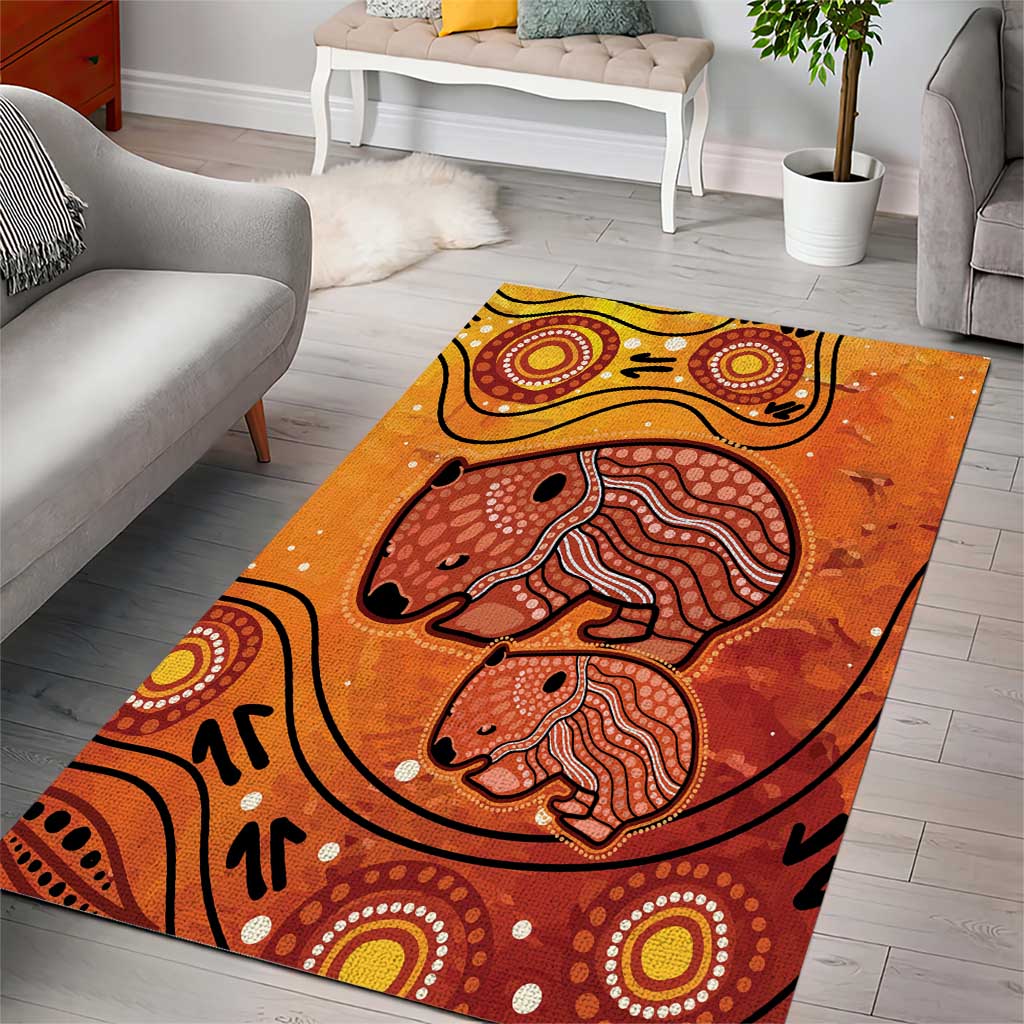 Australia Wombat Area Rug Indigenous Art