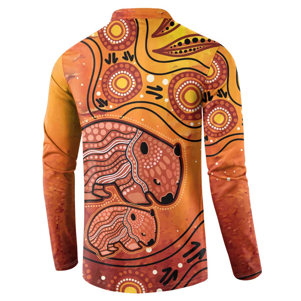 Australia Wombat Button Sweatshirt Indigenous Art