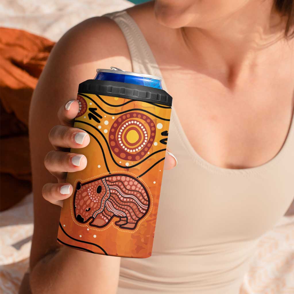 Australia Wombat 4 in 1 Can Cooler Tumbler Indigenous Art