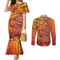 Australia Wombat Couples Matching Mermaid Dress and Long Sleeve Button Shirt Indigenous Art