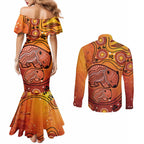 Australia Wombat Couples Matching Mermaid Dress and Long Sleeve Button Shirt Indigenous Art